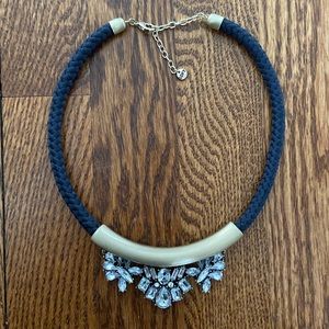 LOFT navy and gold bib necklace